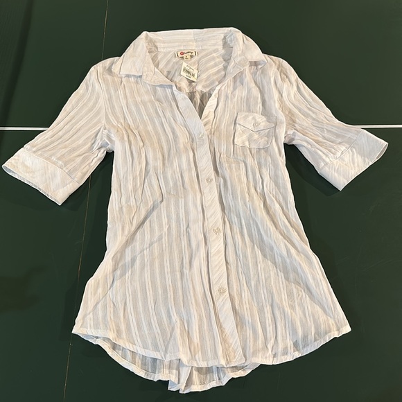 Olsenboye Button Up White Top Size Medium - Picture 1 of 8